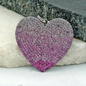 Natural Double Shaded Pink Sapphire Heart Pendant 925 Silver Love Jewelry Gifts