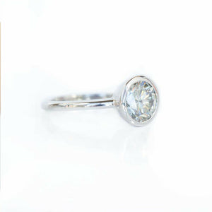 Round 1.75 Ct White Brilliant Moissanite Engagement Ring Solid 14k White Gold