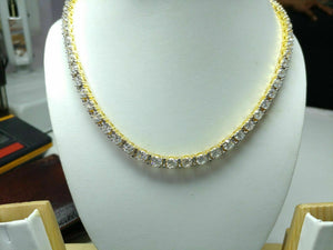 10ct Brilliant D/VSS1 Diamond 14K Yellow Gold Over Tennis Necklace 16" FINE EDH