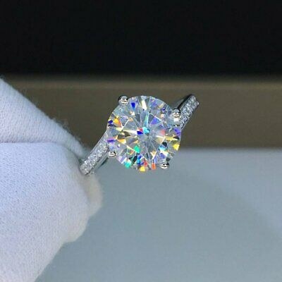 3.00 CT D/VVS1 Round Cut Diamond 14k White Gold Over Solitaire Engagement Ring