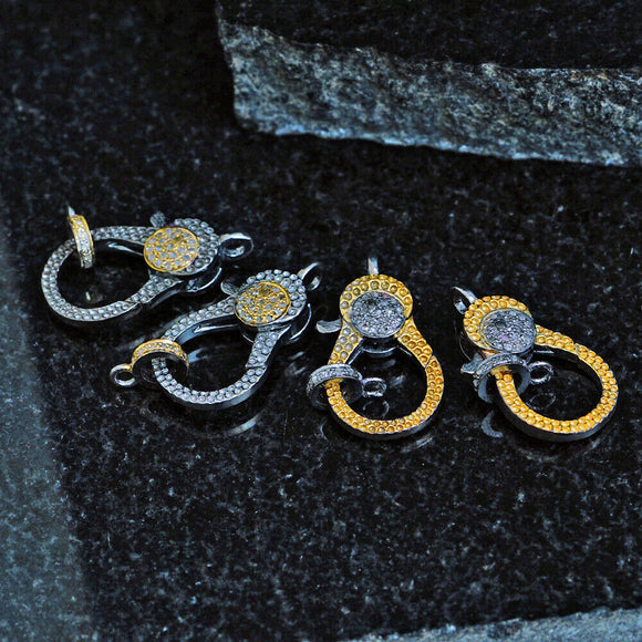 New Gold Vermeil 925 Sterling Silver Pave Diamond Lobster Clasp Findings Jewelry
