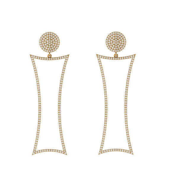 Handmade 14k Yellow Gold Pave Set Diamond Fashion Dangle Earrings Womens Jewelry