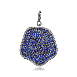 Genuine Blue Sapphire Diamond 925 Silver 18" Link Chain Pendant Jewelry PEMJ-783