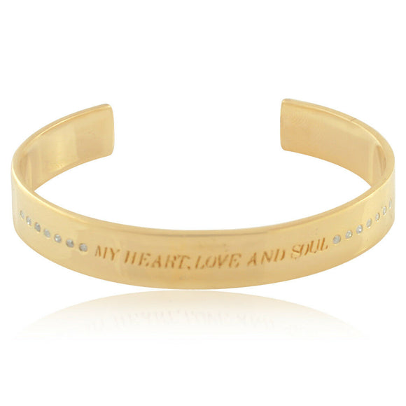 Initial Letter Pave White Diamond Bangle 925 Silver Gold Plated Jewelry BAMJ-183