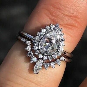 Engagement Wedding Bridal Ring Set 2.50 Ct Diamond Halo Ring 14k White Gold Over