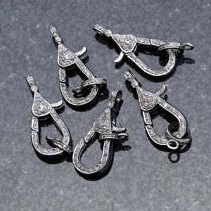 Natural Pave Diamond 925 Solid Silver Clasp Lobster Hooks Finding Jewelry FI-25