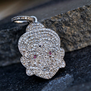 Natural Pave Diamond Ruby Sapphire 925 Silver Buddha Pendant Fine Jewelry GIFTS