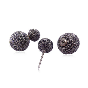 9.06ct Natural Pave Diamond 925 Sterling Silver Gold Stud Ball Earrings Jewelry