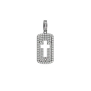 Sparkling Genuine Pave Diamond Solid 925 Silver Cross Pendant Jewelry FI-58SWD