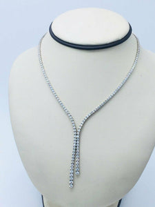 14k White Gold Over D/VVS1 Round Cut Diamond Tennis Riviera 16" Necklace 7.25 CT