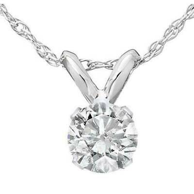 1.00 ct Round Cut Moissanite 14k White Gold Over Solitaire Pendant W/ 18