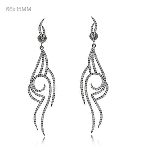 1.65cts Natural Pave Set White Diamond 925 Silver Wing Dangle Earrings Jewelry