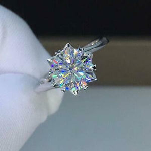 2.00 CT Round D/VVS1 Diamond Engagement Ring 14k White Gold Over Snowflake Ring