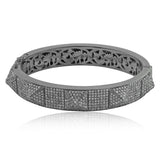 Genuine Pave Diamond Solid 925 Silver Designer Bracelet Bangle Jewelry BAMJ-163