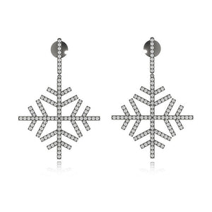 1.18cts Natural Pave Diamond 925 Silver Snowflake Dangle Earrings Womens Jewelry