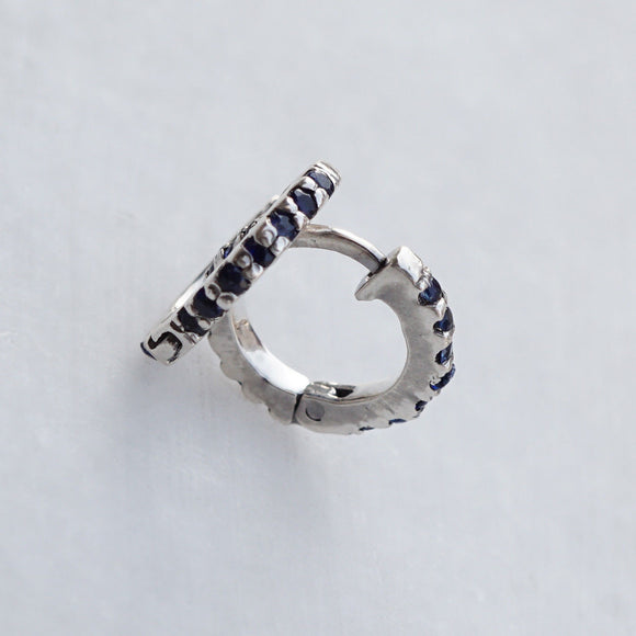 6 MM Natural Blue Sapphire Gemstone Huggie Hoop Earrings Sterling Silver Jewelr