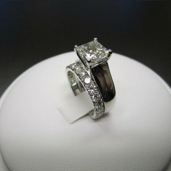 1.50 Ct Princess Cut D/VVS1 Diamond Bridal Set Engagement Ring 14K White Gold Fn