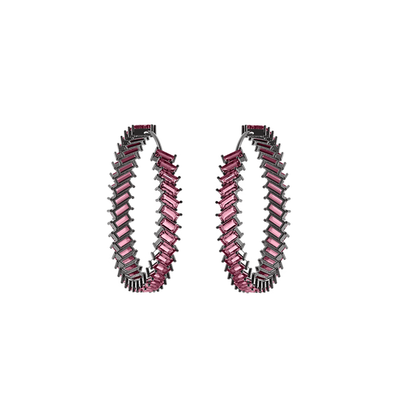 Baguette Cut Pink Tourmaline Hoop Earrings Silver Gemstone Wedding Jewelry GIFTS