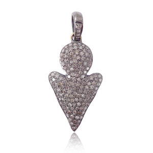 Natural Pave Diamond Arrowhead Pendant 925 Solid Silver Handmade Jewelry PEMJ-11