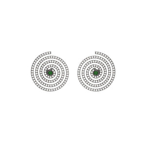 1.21cts Pave Diamond Emerald 925 Solid Silver Spiral Stud Earrings Jewelry