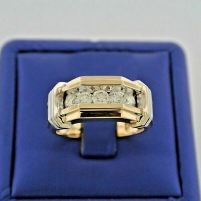 2.00 Ct Round Cut Five Stone Mens Wedding Band Ring In 14K Yellow Gold Finish