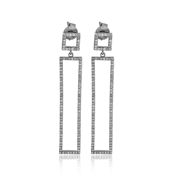 925 Solid Silver Natural Pave Diamond Beautiful Dangle Earrings Jewelry EAMJ-914