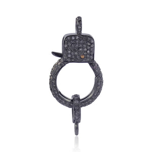 Natural Pave Diamond 925 Silver Clasp Lobster Lock Finding Jewelry FIMJOS-473