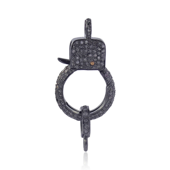 Natural Pave Diamond 925 Silver Clasp Lobster Lock Finding Jewelry FIMJOS-473