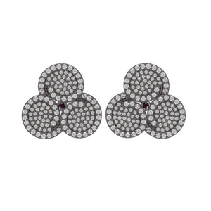 Designer 0.97cts Natural Pave Diamond Ruby Stud Earrings 925 Silver Jewelry GIFT