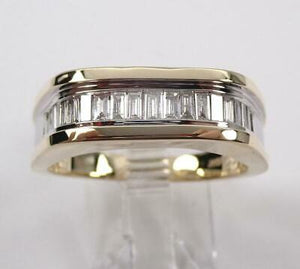 10k Yellow Gold Over Baguette Cut Diamond Wedding Band Anniversary Ring 1.00 CT