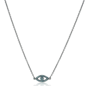 Beautiful Blue Topaz Evil Eye 925 Solid Silver 18" Link Chain Necklace Jewelry