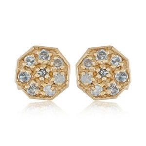 Natural White Diamond Solid 14k Yellow Gold Stud Earrings Womens Fine Jewelry