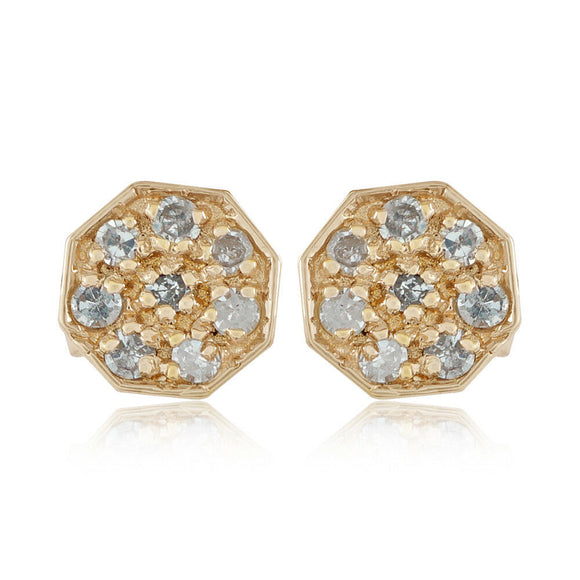 Natural White Diamond Solid 14k Yellow Gold Stud Earrings Womens Fine Jewelry