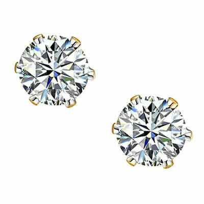 1.0 Ct Brilliant Cut Moissanite Earrings 14K Yellow Gold Round Solitaire Studs