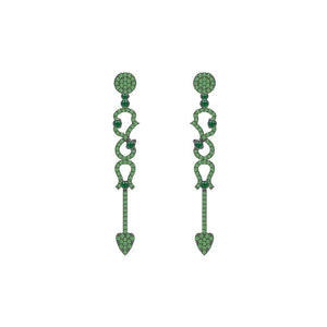 1.68ct Natural Pave Chrome Diopside 925 Solid Silver Clock Key Earrings Jewelry