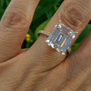 Diamond 14k Yellow Gold Over 3.00 CT Emerald Cut Solitaire Engagement Ring