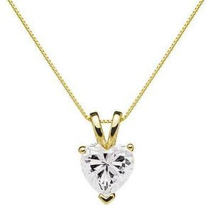 1.0ct Heart SHaped Solitaire 14k Yellow Gold Over Diamond Pendant With 18" Chain