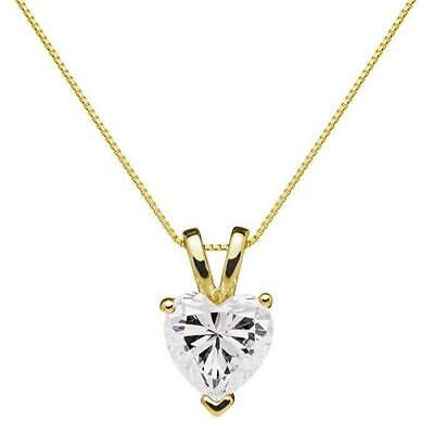 1.0ct Heart SHaped Solitaire 14k Yellow Gold Over Diamond Pendant With 18