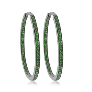 Natural Chrome Diopside 925 Sterling Silver Hoop Earrings Womens Jewelry Gifts