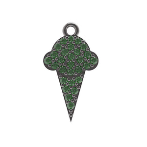 0.28ct Pave Green Chrome Diopside Gemstone Ice Cone Design 925 Silver Connector