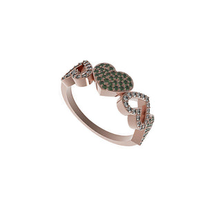 14k Rose Gold Pave Diamond Chrome Diopside Anniversary Heart Ring Jewelry Size 7