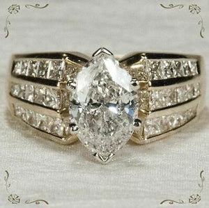 Diamond Solitaire Engagement Wedding Ring 4ct Set In Solid 14k Yellow Gold Over