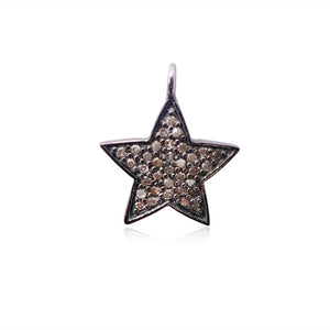 0.178ct Natural Pave Diamond Star 925 Sterling Silver Handmade Pendant Jewelry