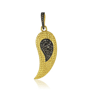 Natural Pave Diamond 925 Silver Gold Plated Leaf Pendant Jewelry PEMJOS-743