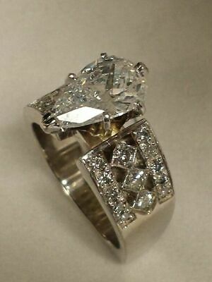 5.45 ct Pear Diamond Engagement Ring 14k White Gold Over Solitaire Ring Size 7