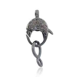 925 Silver Clasp Lobster Lock Finding Genuine Pave Diamond Jewelry FIMJOS-467