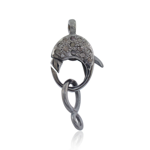 925 Silver Clasp Lobster Lock Finding Genuine Pave Diamond Jewelry FIMJOS-467