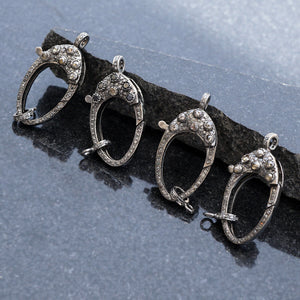 Natural Pave Setting Diamond 925 Solid Silver Lobster Clasp Finding Lock Jewelry