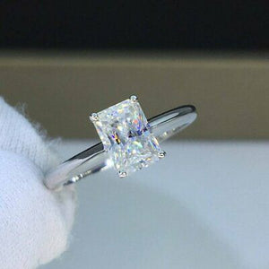 1.00 CT D/VVS1 Emerald Cut Diamond 14k White Gold Over Solitaire Engagement Ring