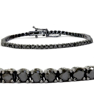 3.00 CT Round Black Diamond Tennis Bracelet 14K Black Gold Over 7"